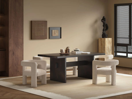 5-Piece Beige Espresso Boucle Synthetic Wood Dining Set - Omega Lifestyles