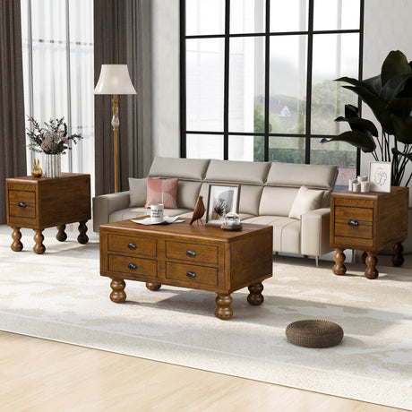 Solid Wood 40-Inch Antique Coffee Table With Drawers - Sleep Galleria