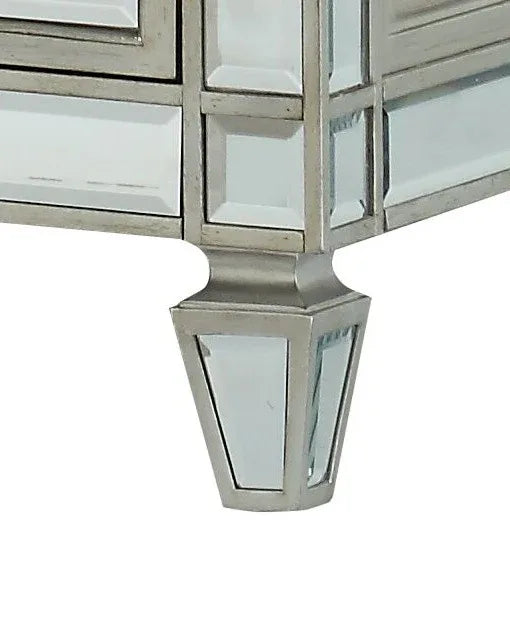 Mirrored Finish Silver Synthetic Wood Chest - Omega Lifestyles