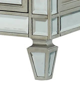 Mirrored Finish Silver Synthetic Wood Chest - Omega Lifestyles