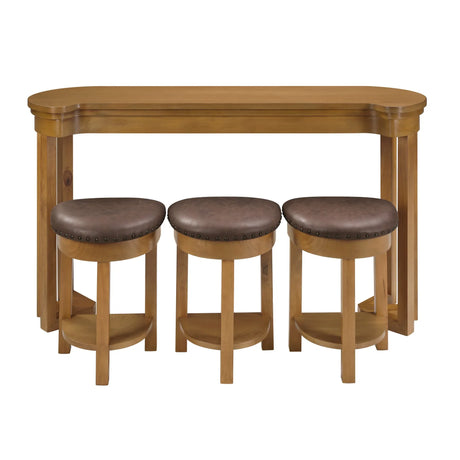 4-Piece Solid Wood Bar Table Set With Padded Stools - Omega Lifestyles