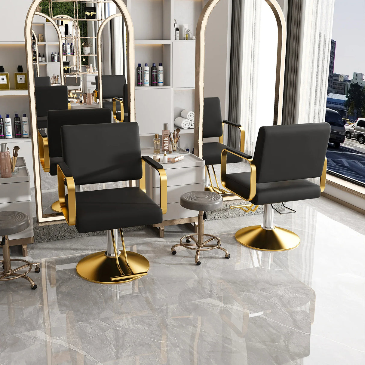 Hydraulic PU Leather Swivel Salon Barber Chair With Pump - Omega Lifestyles