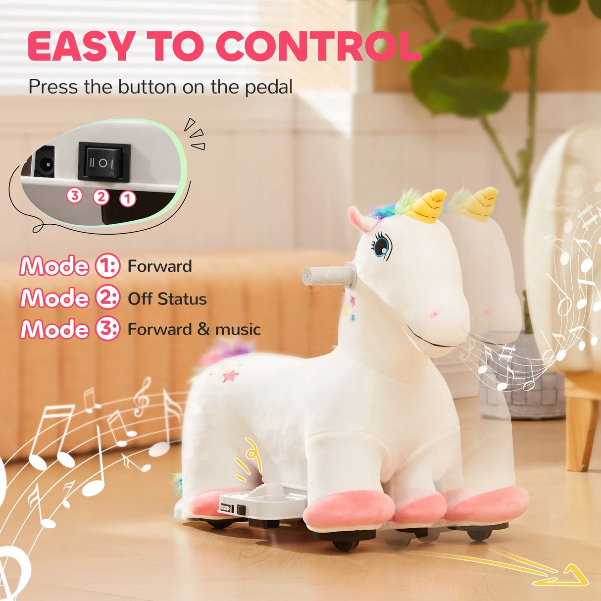 6V Battery Powered Kids Electric Ride-On Unicorn Toy - Omega Lifestyles