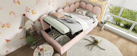 Pink Velvet Upholstered Twin Storage Daybed With Metal Frame - Omega Lifestyles
