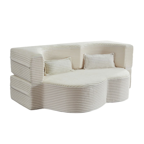 Full Size Plush Corduroy Foam-Filled Folding Sofa Bed With Pillows - Omega Lifestyles