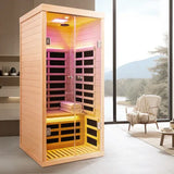 One Person Hemlock Solid Wood Far-Infrared Sauna - Omega Lifestyles