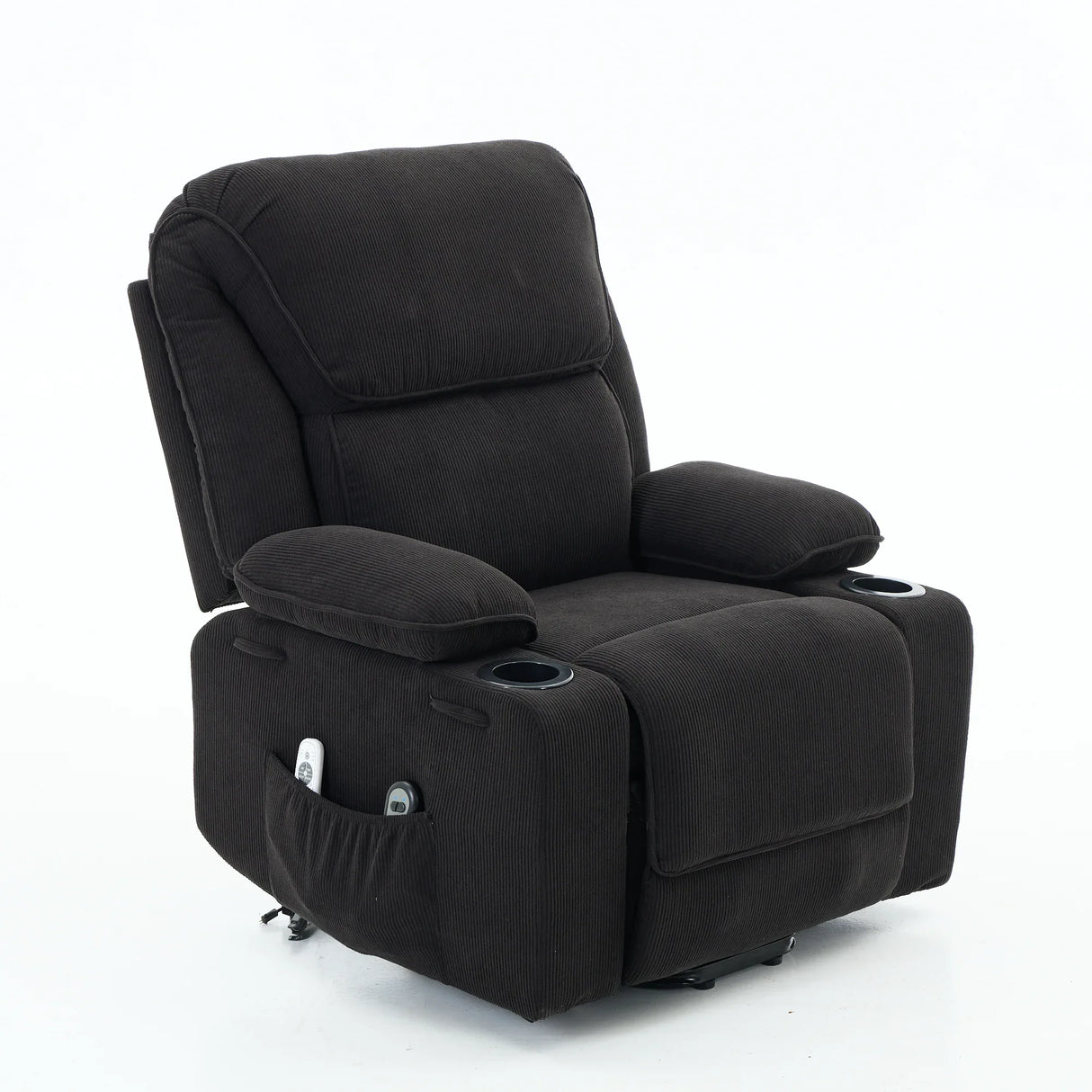 Medium-Firm Corduroy Remote-Controlled Heating Massage Recliner - Omega Lifestyles