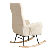 Beige Cotton Upholstered Ergonomic Rocking Chair - Omega Lifestyles