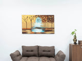 Hand-Painted Mustard Yellow Landscape Canvas Wall Art - Omega Lifestyles