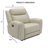 Transitional Beige Leather Manual Recliner With Wide Seat - Omega Lifestyles