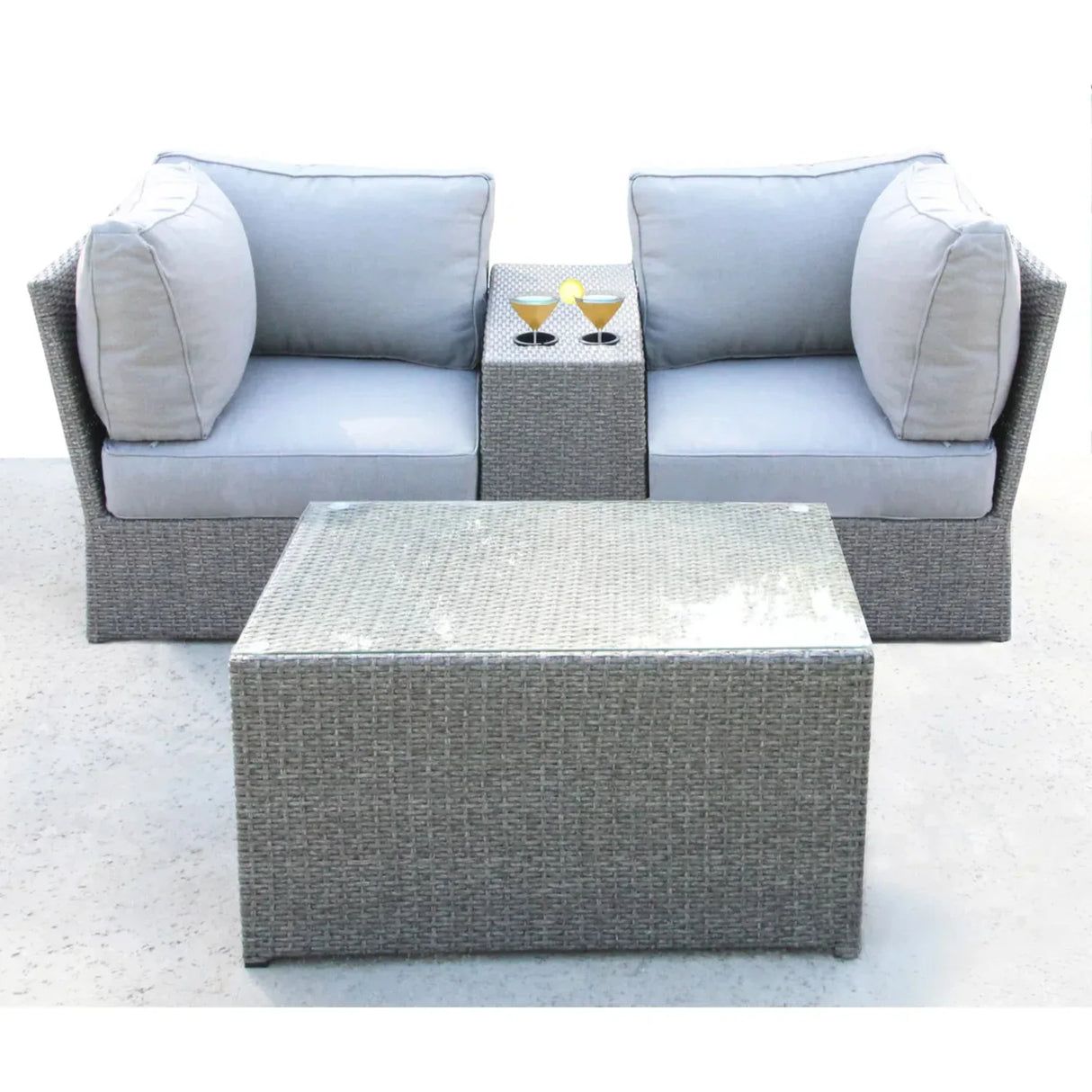 All-Weather Wicker 2-Person Outdoor Sectional Seating Group - Omega Lifestyles