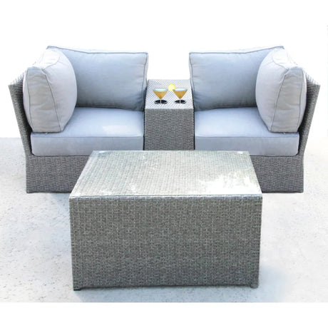 All-Weather Wicker 2-Person Outdoor Sectional Seating Group - Omega Lifestyles
