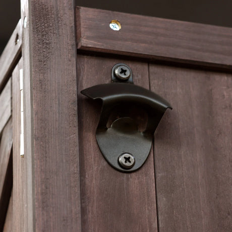 Farmhouse Solid Fir Wood Outdoor Bar Cart With Stainless Steel Top - Omega Lifestyles