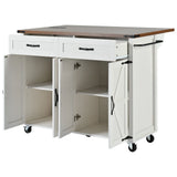 Farmhouse Style Rolling Kitchen Island With Power Outlet - Omega Lifestyles