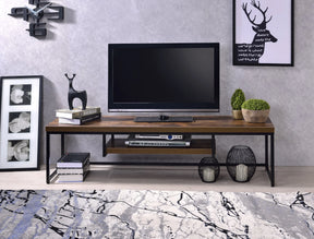 Weathered Oak Black Metal Finish TV Stand - Omega Lifestyles