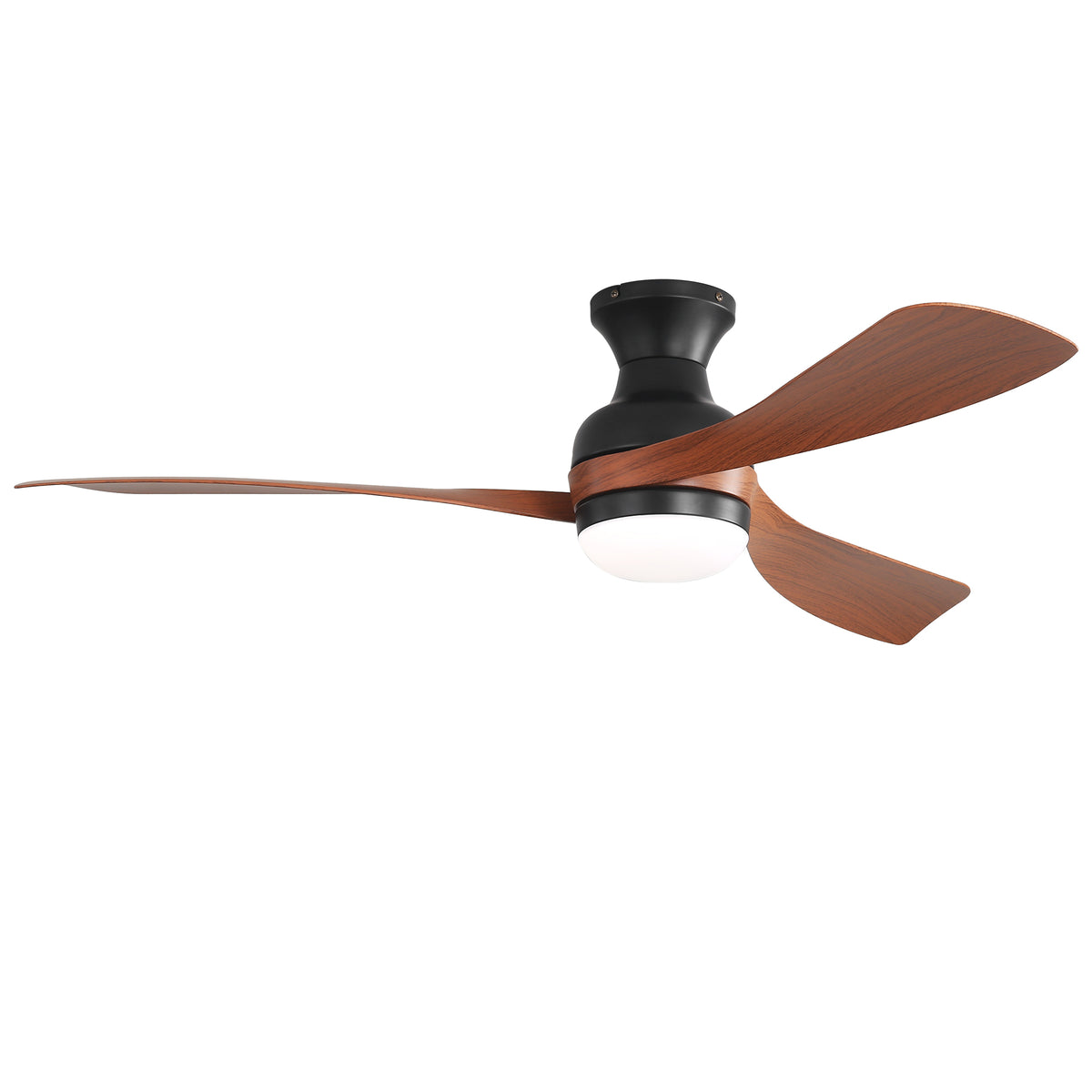 52-Inch Black Flush Mount Ceiling Fan With Remote Control