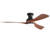 52-Inch Black Flush Mount Ceiling Fan With Remote Control