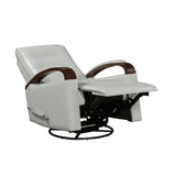 Swivel Gliding Recliner Faux Leather With Solid Rubberwood Arms - Omega Lifestyles