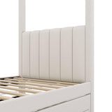 Twin Upholstered Canopy Platform Bed With Trundle and Storage - Omega Lifestyles