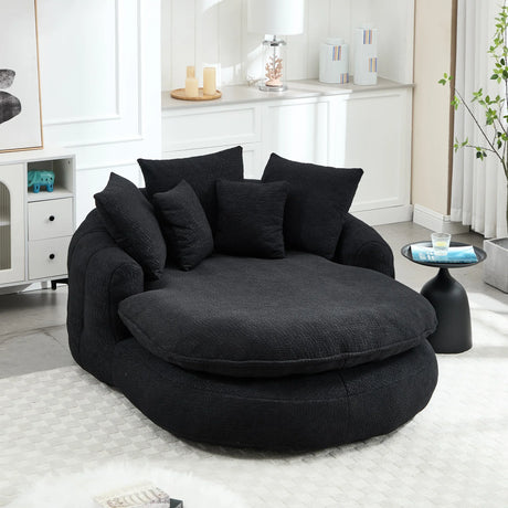 Oversized Chenille Memory Foam Bean Bag Sofa With Pillows - Omega Lifestyles