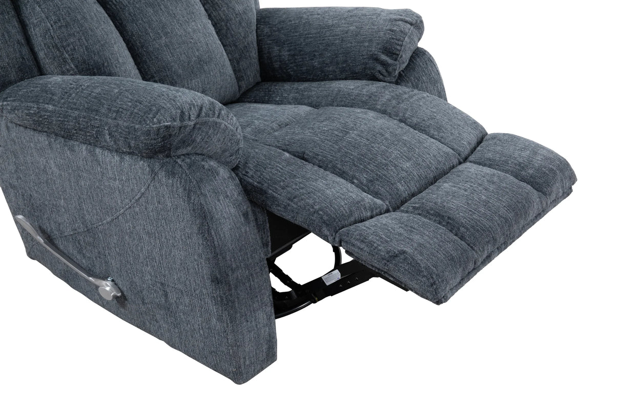 Manual Upholstered Slate Chenille Swivel Recliner - Omega Lifestyles