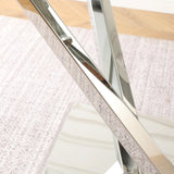 Modern Glass Dining Table With Stainless Steel Base Set - Omega Lifestyles