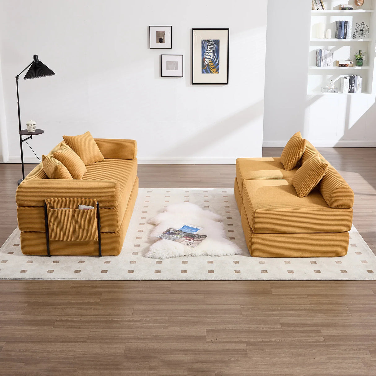 Convertible Corduroy Memory Foam Folding Sofa Bed - Omega Lifestyles