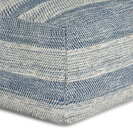 Teal Mélange Square Fabric Pouf Ottoman Seating - Omega Lifestyles