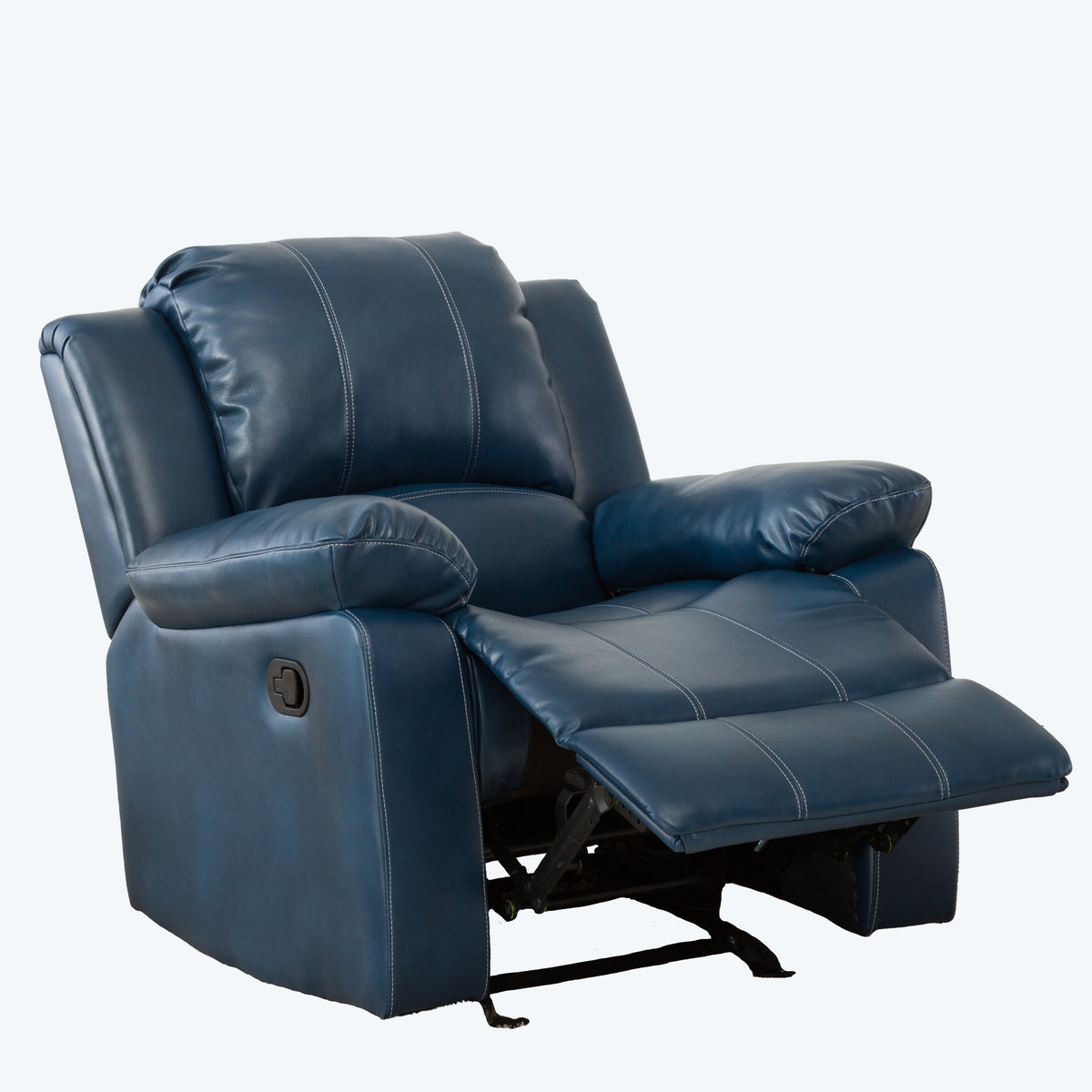 Charlotte Navy Blue PU Leather Glider Recliner With Reclining