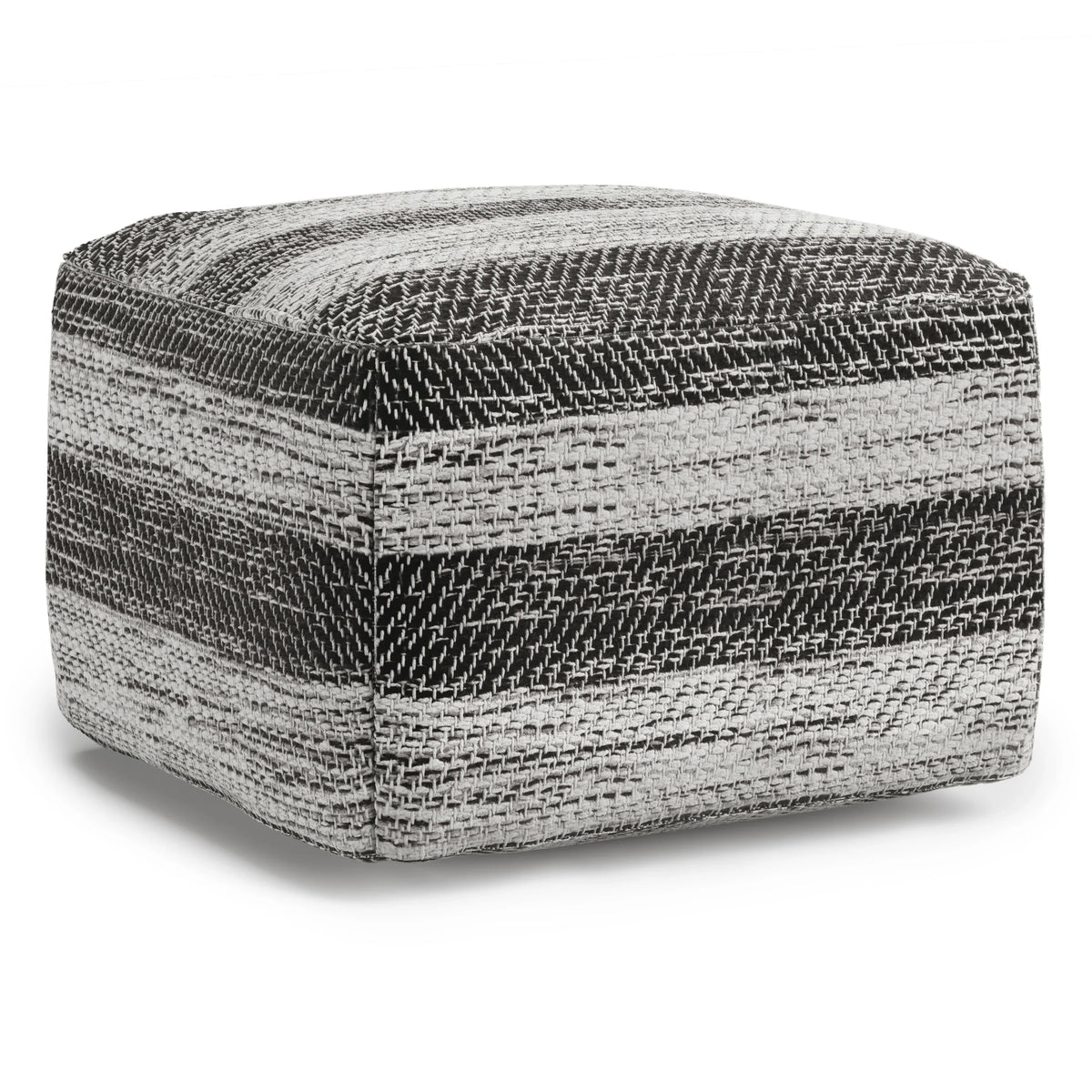 Grey Mélange Fabric Square Pouf Ottoman Seating Stool - Omega Lifestyles
