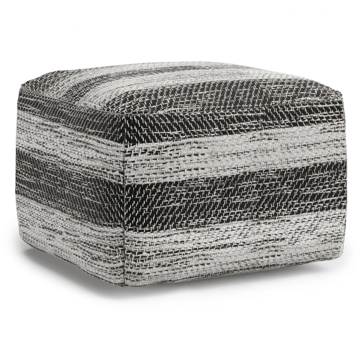 Grey Mélange Fabric Square Pouf Ottoman Seating Stool - Omega Lifestyles