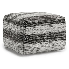 Grey Mélange Fabric Square Pouf Ottoman Seating Stool - Omega Lifestyles