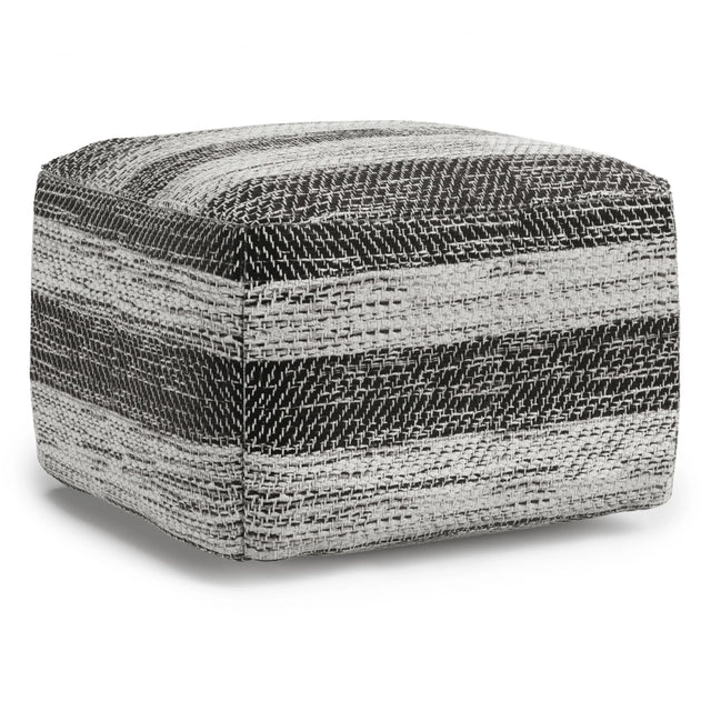 Grey Mélange Fabric Square Pouf Ottoman Seating Stool - Omega Lifestyles
