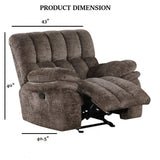Transitional Dark Brown Fabric Glider Recliner With USB Charging - Omega Lifestyles