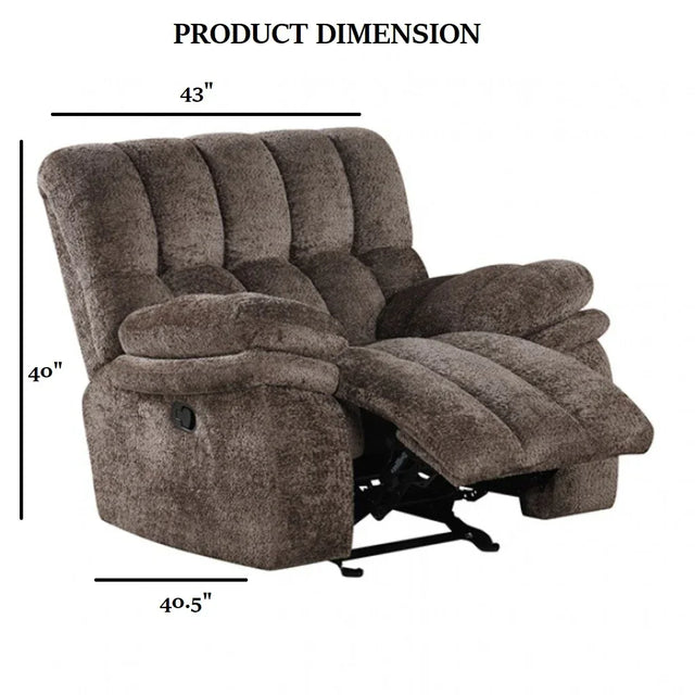 Transitional Dark Brown Fabric Glider Recliner With USB Charging - Omega Lifestyles