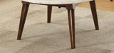 White Marble Top Walnut Finish Round Coffee Table - Omega Lifestyles