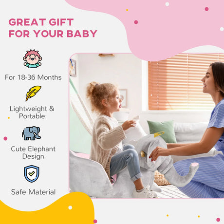 Toddler Plush Elephant Rocking Chair With Sound - Omega Lifestyles