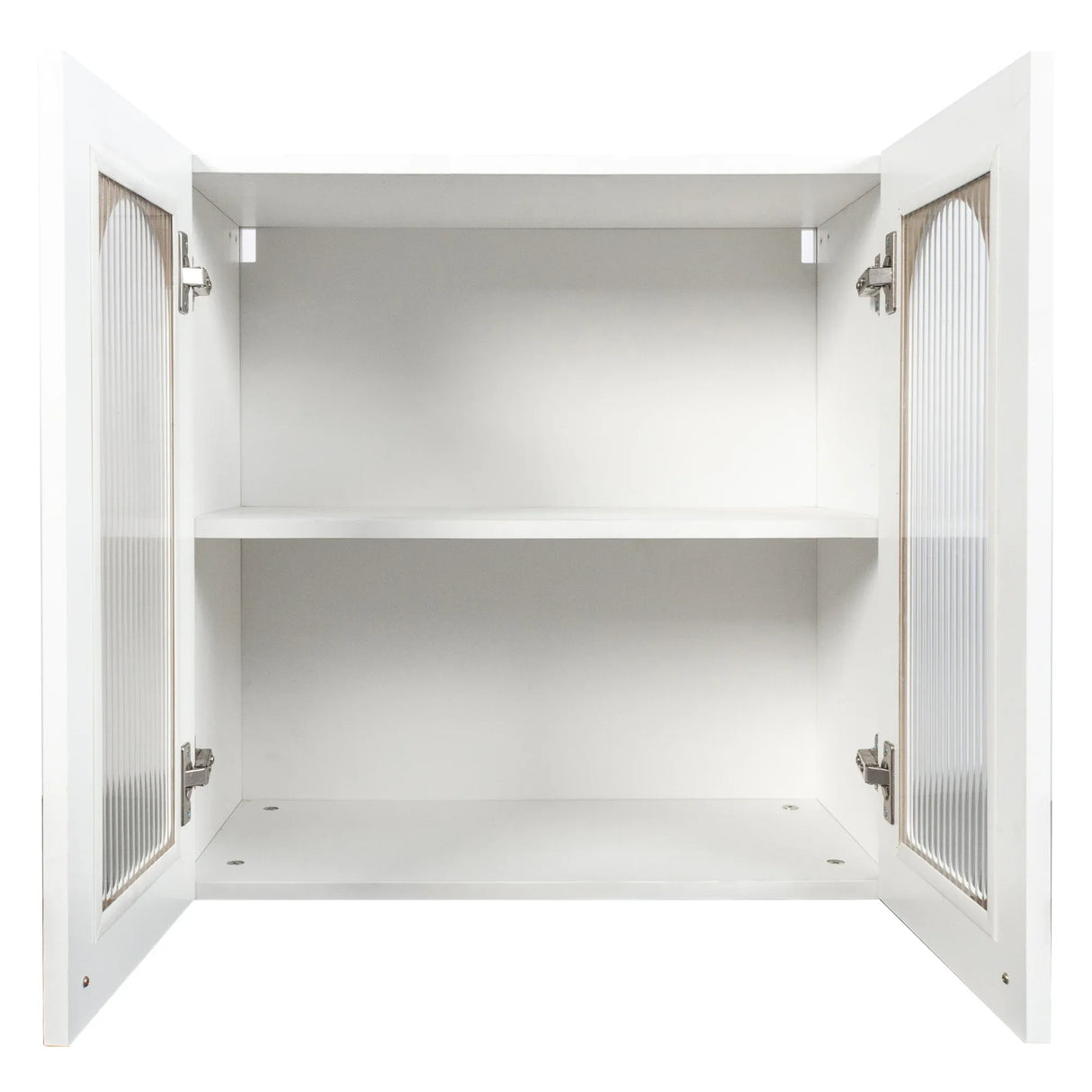 Arched Glass Door Floating Wall Cabinet With Shelves - Omega Lifestyles