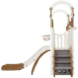 8-in-1 Toddler Freestanding Slide Climber Playset Brown - Omega Lifestyles