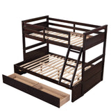 Twin-Over-Full Solid Wood Storage Bunk Bed Espresso - Omega Lifestyles