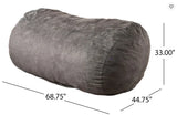 Microfiber Cylindrical Foam-Filled Charcoal Bean Bag Chair - Omega Lifestyles