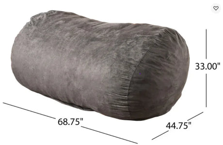 Microfiber Cylindrical Foam-Filled Charcoal Bean Bag Chair - Omega Lifestyles
