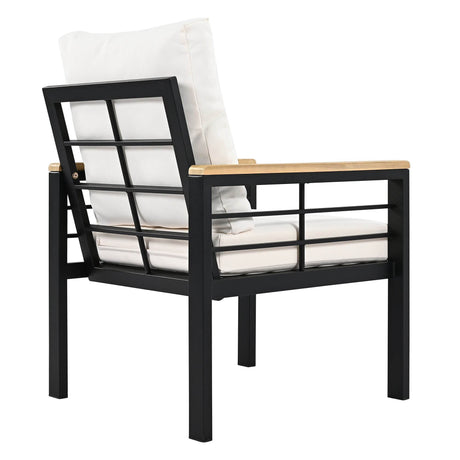 5-Piece Acacia Wood Iron Frame Patio Furniture Set - Omega Lifestyles