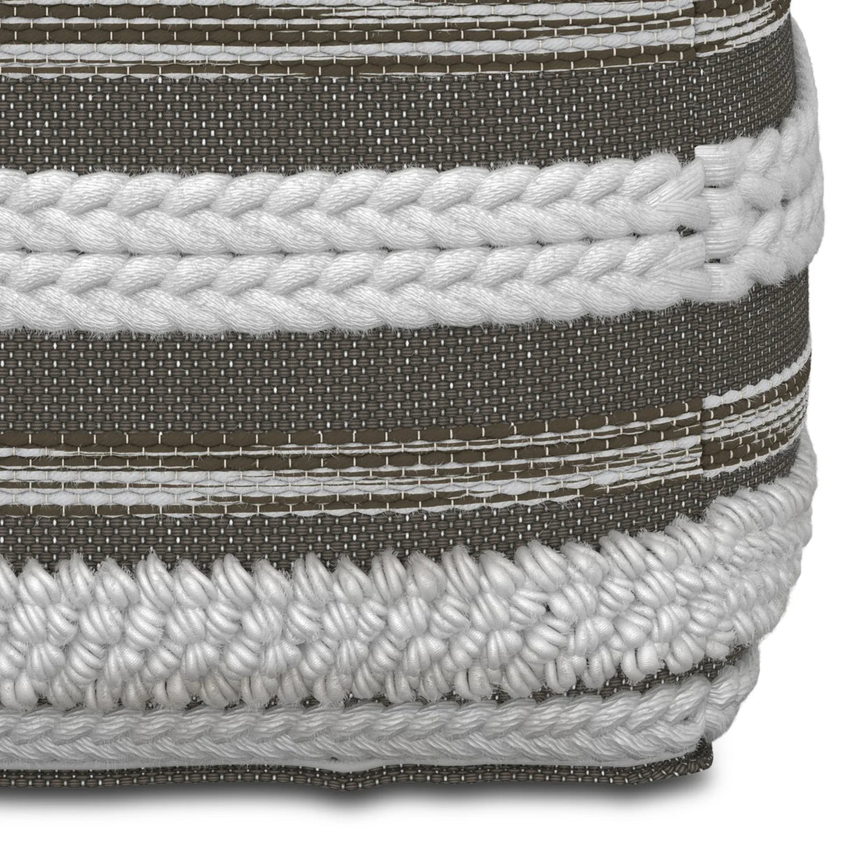 Square Gray Fabric Pouf With Supportive Polystyrene Filling - Omega Lifestyles