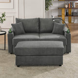 Modern Grey Corduroy 3-Seat Armless Sofa Chair - Omega Lifestyles