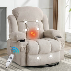 Heated Velvet Swinging Recliner Massage Chair With USB - Omega Lifestyles
