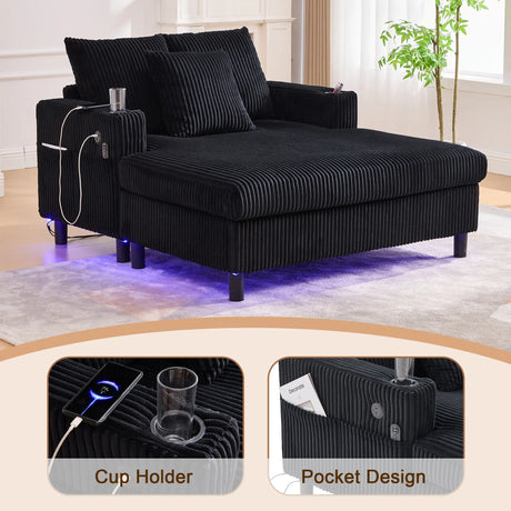 Oversized Corduroy Recliner Sofa With USB Charging - Omega Lifestyles