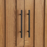 Modern Natural Finish MDF Metal 4-Door Sideboard Cabinet - Omega Lifestyles