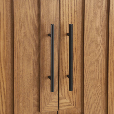 Modern Natural Finish MDF Metal 4-Door Sideboard Cabinet - Omega Lifestyles