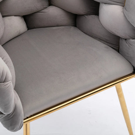 Modern Gray Velvet Accent Chair With Gold Legs - Omega Lifestyles